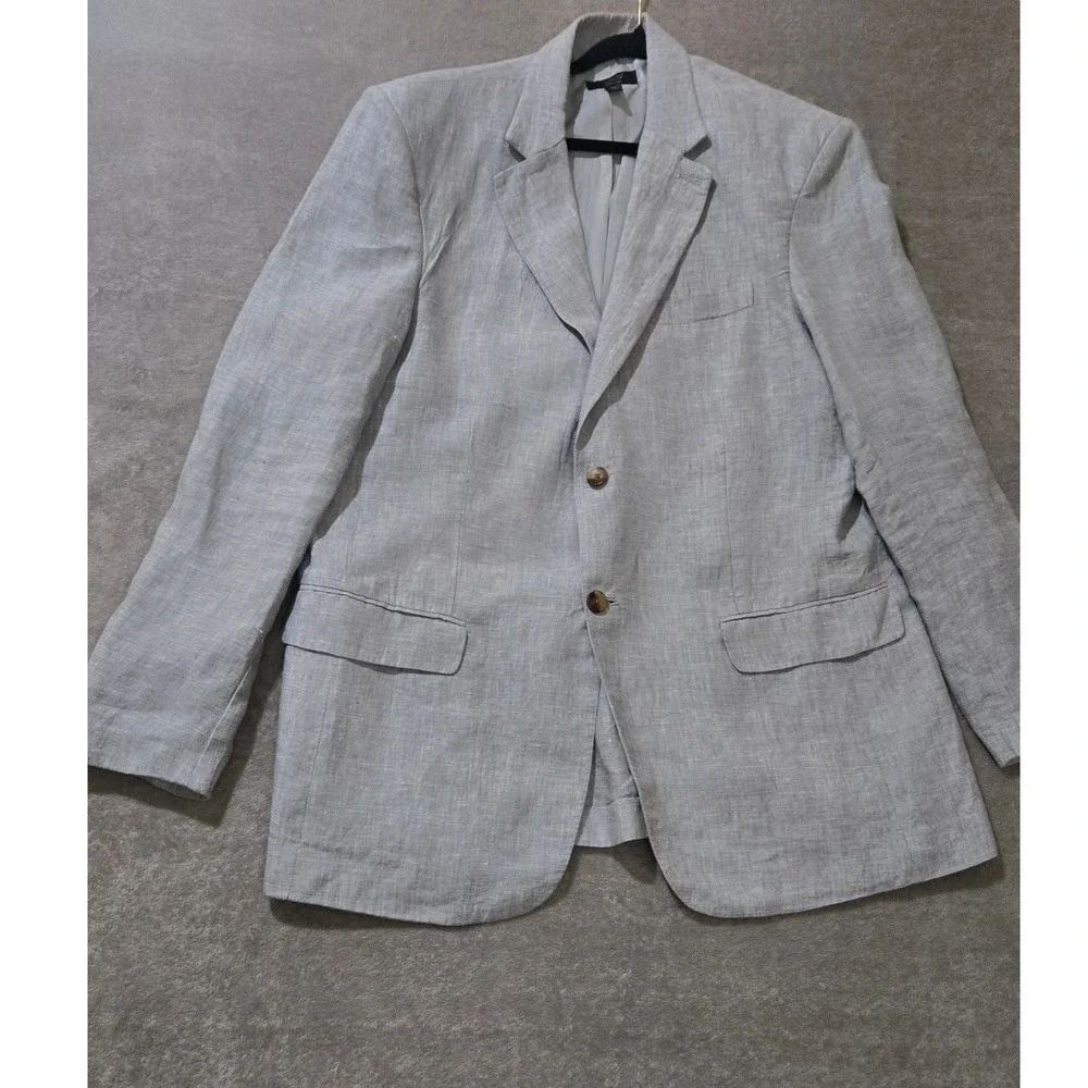 100% Linen Club Luxury Blazer Men XL Sport Coat Wedding Coastal Old Money Preppy